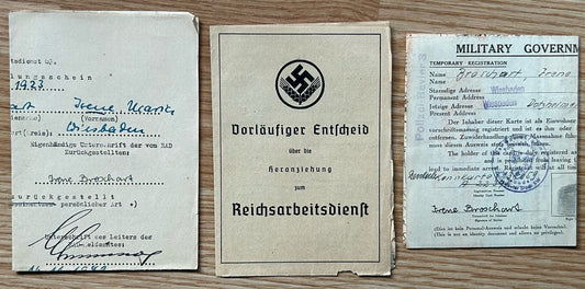 RAD registration card - female member, Wiesbaden 1941