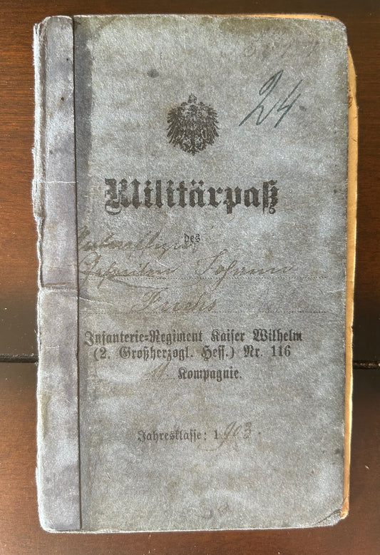 Militärpass, WW1 / Imperial German ID - wounded Battle of the Marne 1914