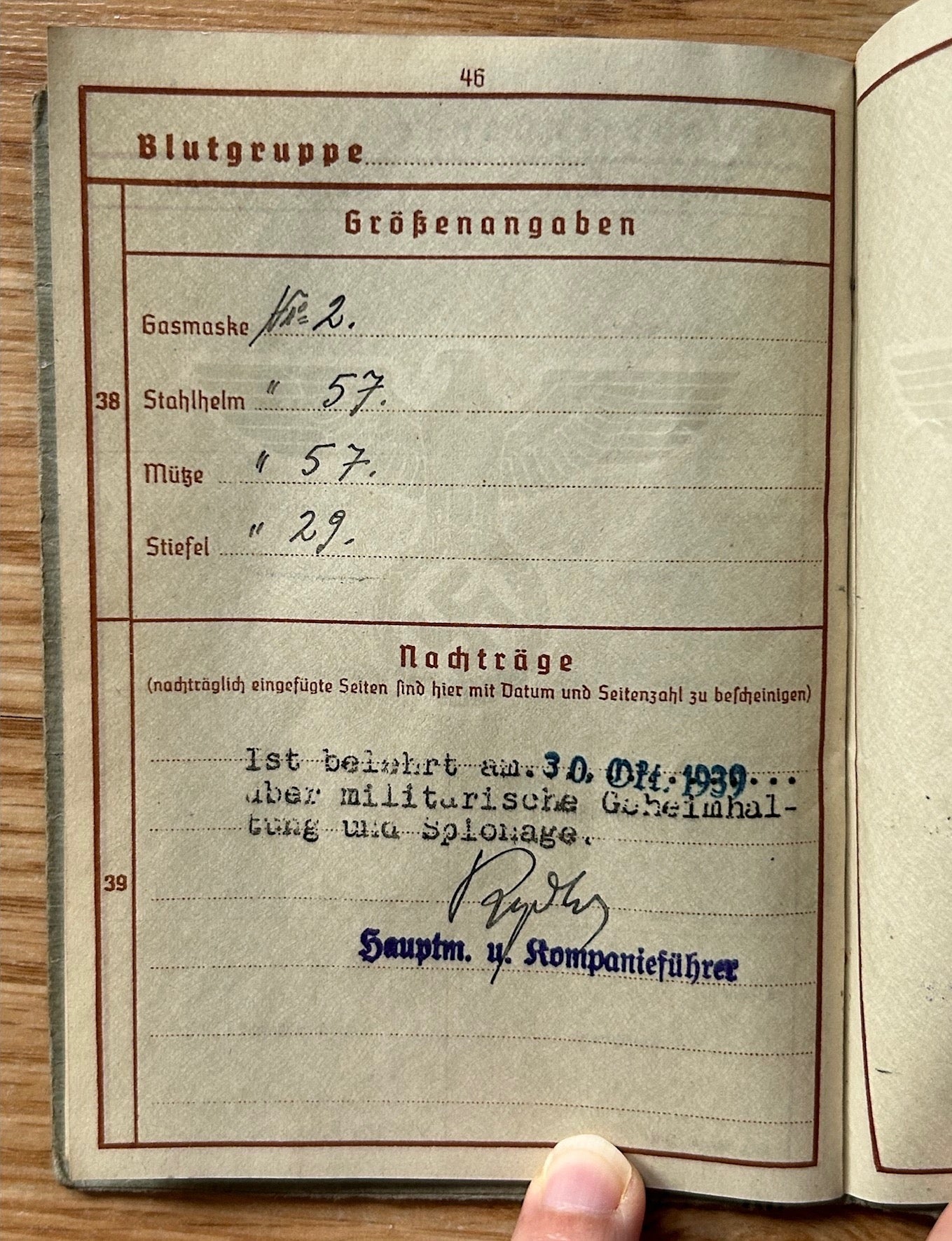 Wehrpass - Sudetenland NCO 1940 / WW1 veteran
