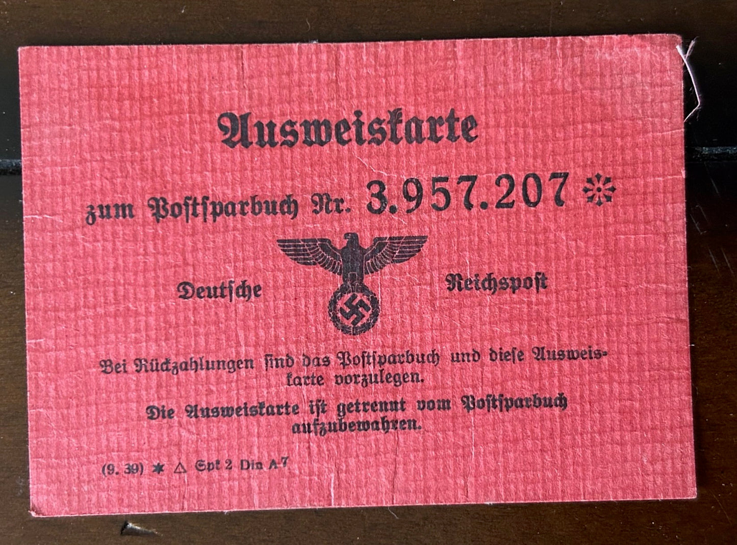 Reichspost ID card