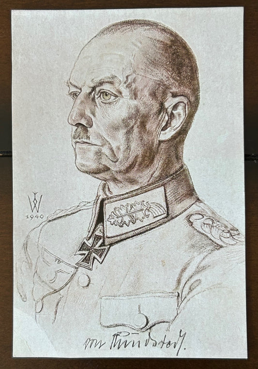 Artwork postcard - Field Marshal v. Rundstedt, VDA stamped 1941