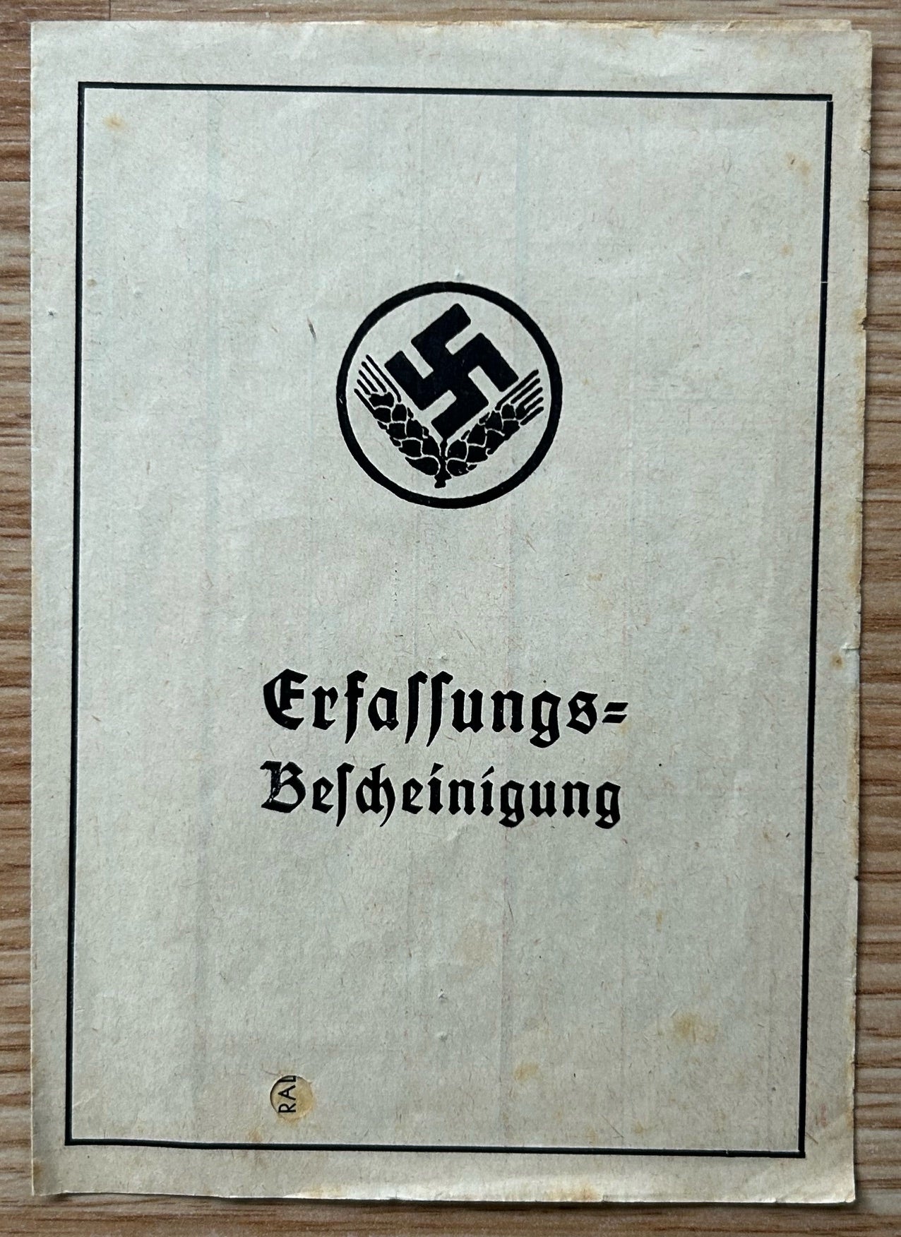 RAD end of service card - Austrian teen, 1943