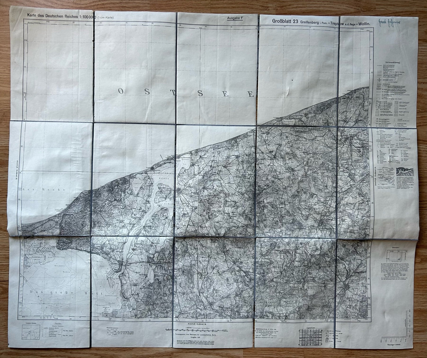 1941 map of Pomerania / Baltic Coastline
