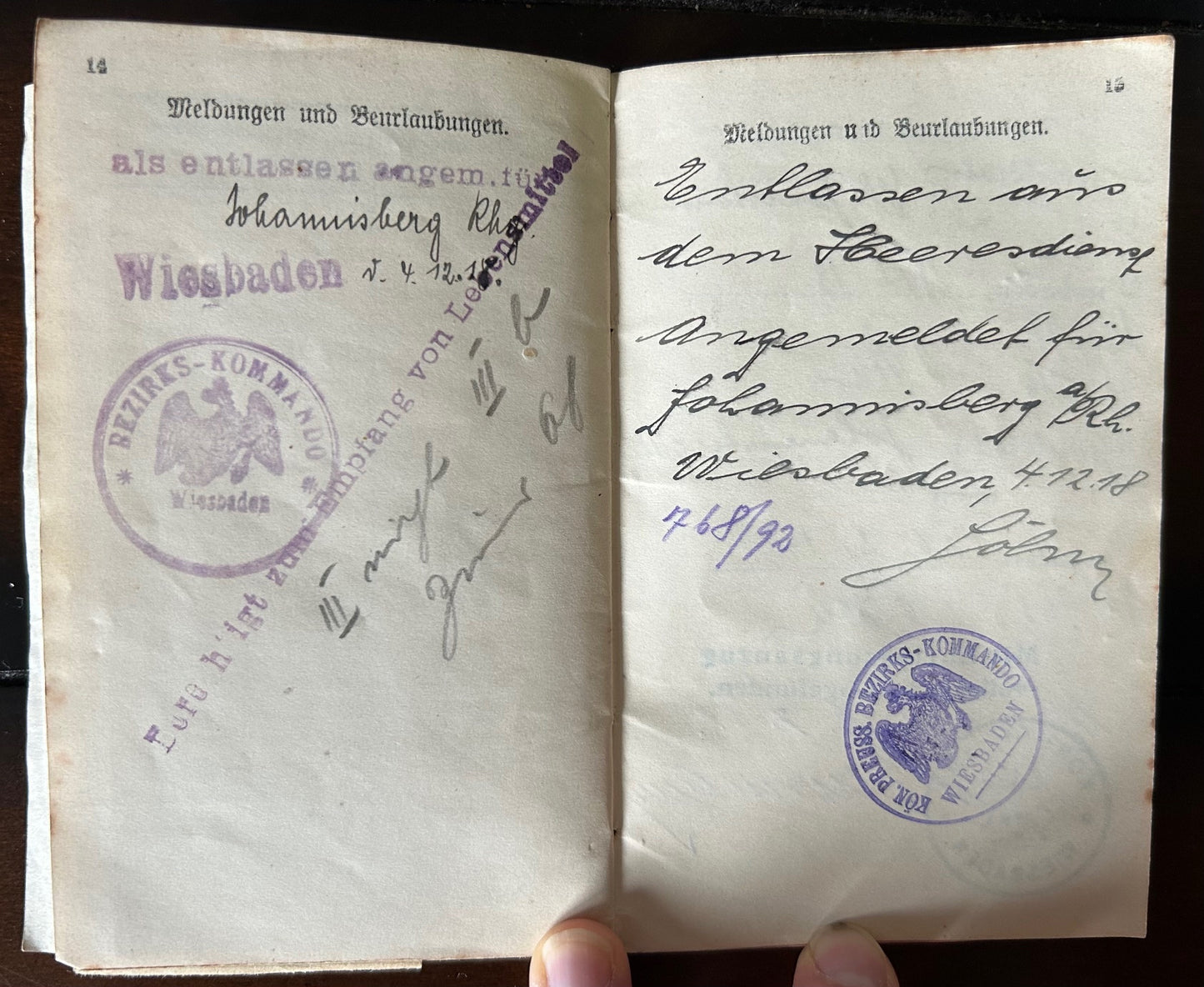 WW1 Militarpass - Artillery NCO, EK2, veteran of both fronts