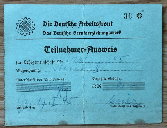 DAF membership card - 1945
