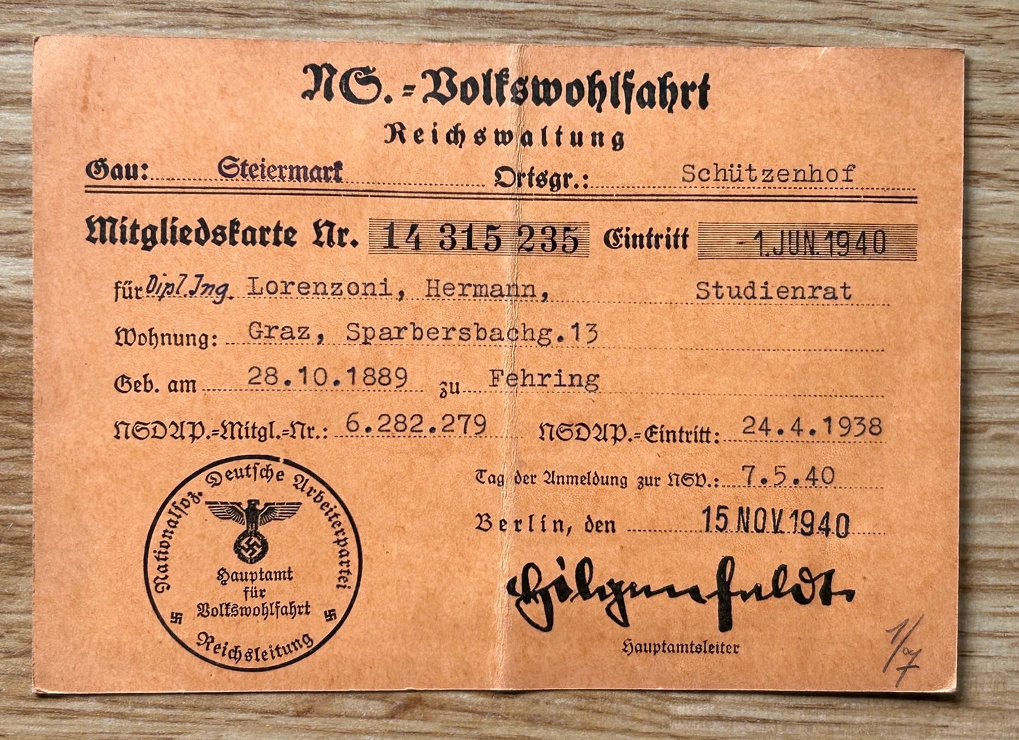 Document grouping - NSDAP member, Austrian engineer