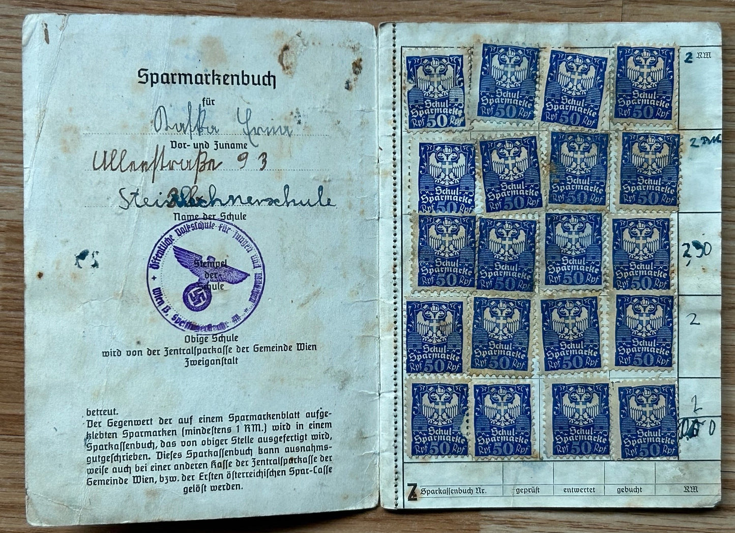Third Reich bankbook - Kid’s savings booklet, Vienna