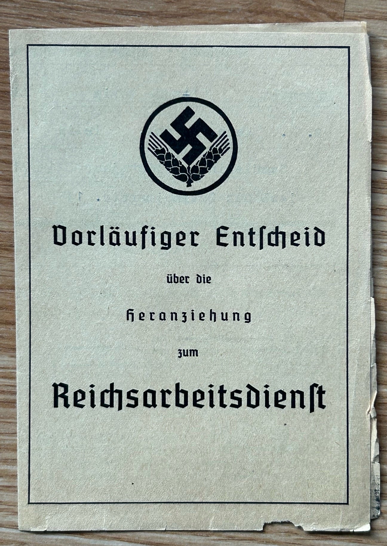 RAD registration card - female member, Wiesbaden 1941