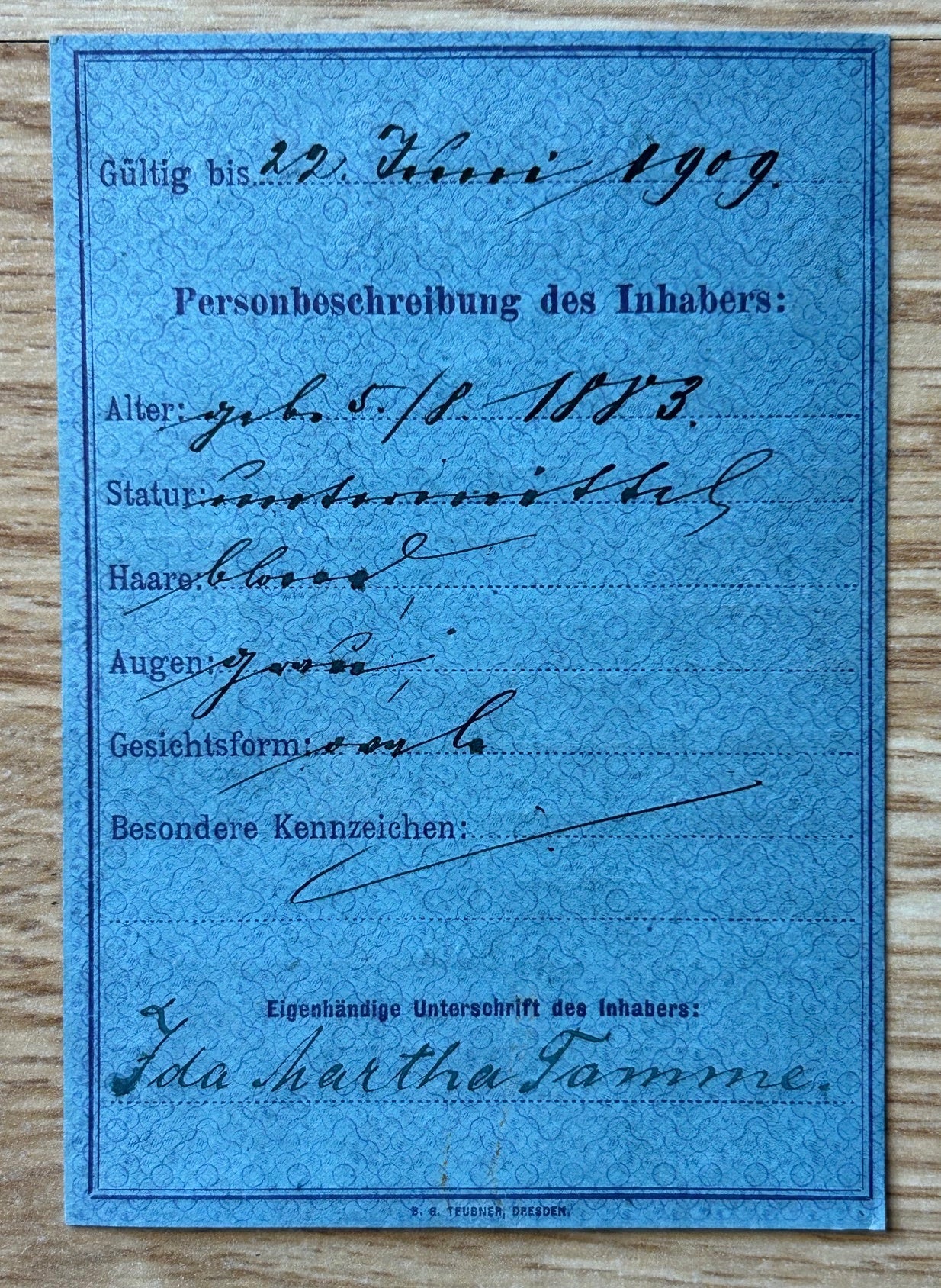 Kingdom of Saxony pre-WW1 travel pass