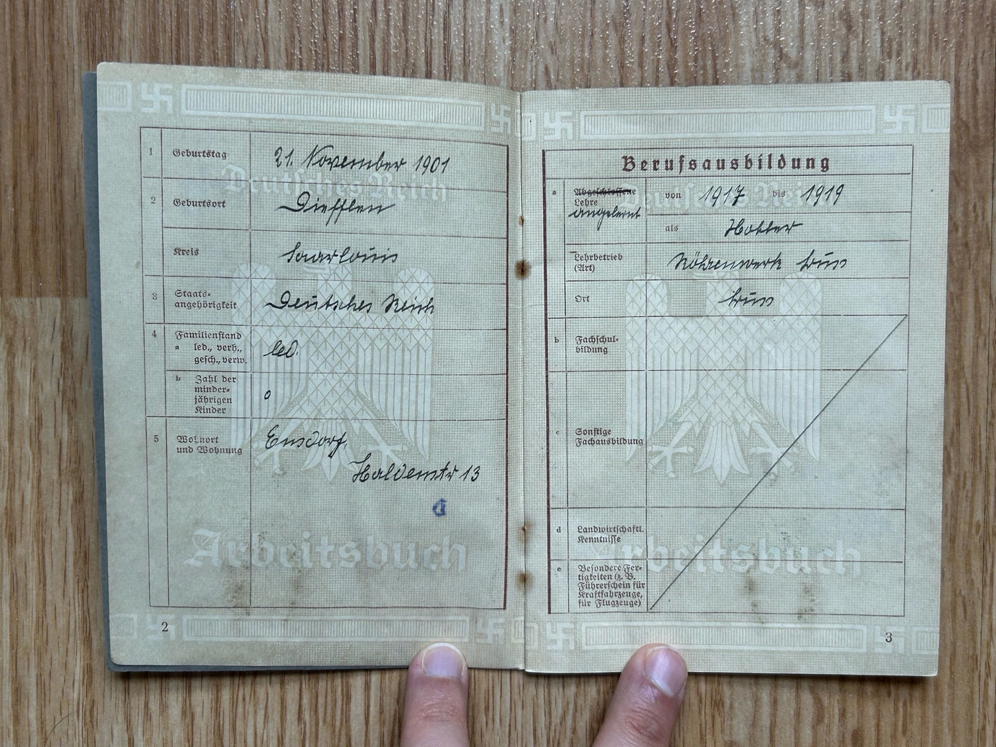 Arbeitsbuch - Westwall builder 1940, Saarland