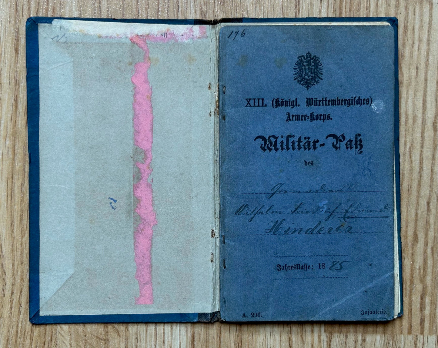 Pre WW1 German Militärpass - Kingdom of Württemberg
