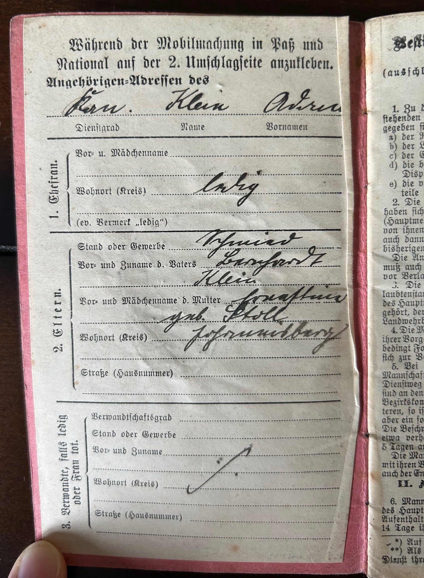 WW1 Militarpass - Artillery NCO, EK2, veteran of both fronts