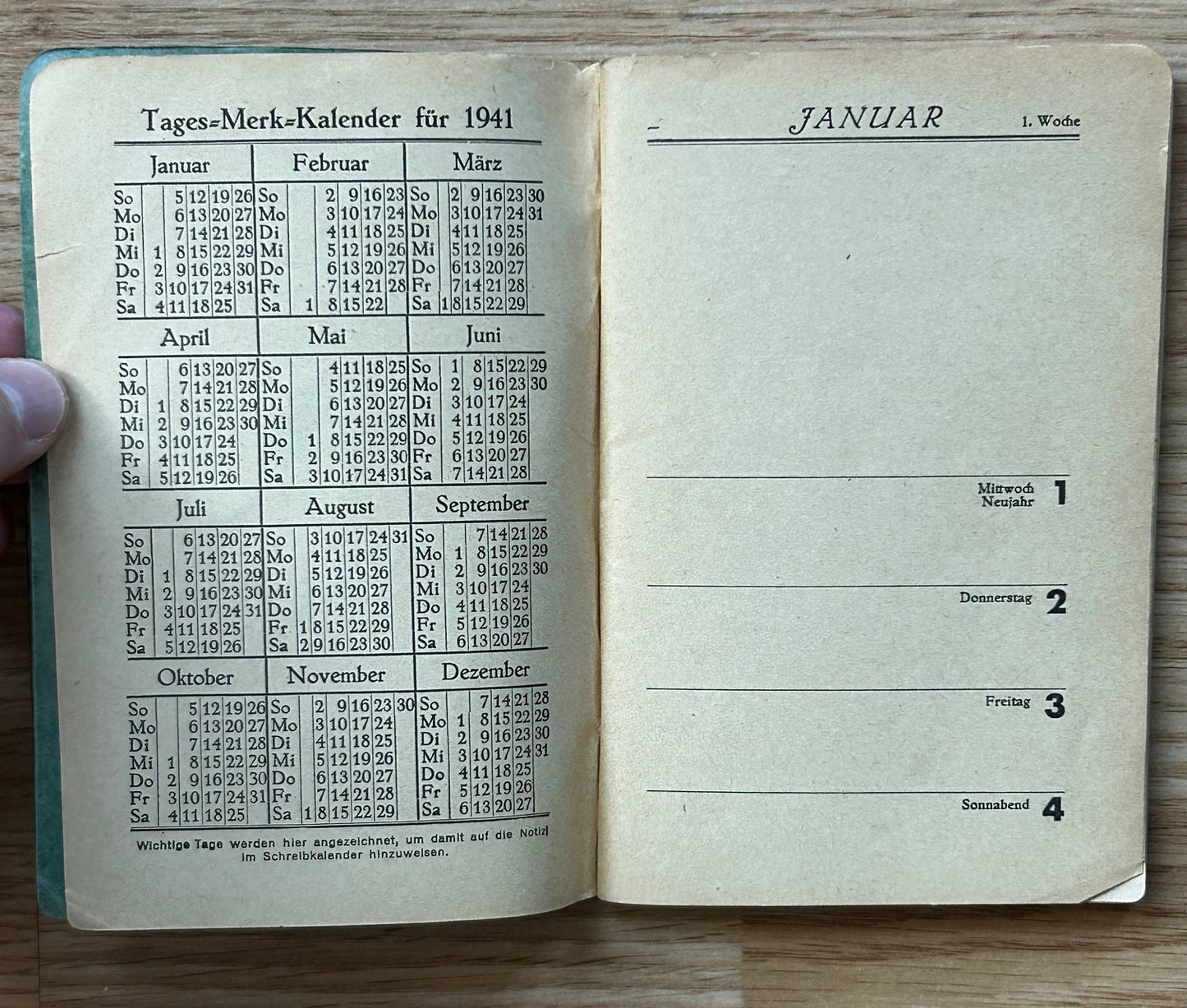 1941 pocket calendar - Berlin