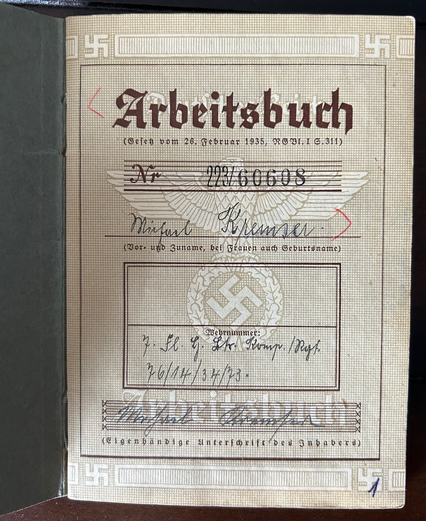 Arbeitsbuch - Junkers and BMW factory employee 1939-45