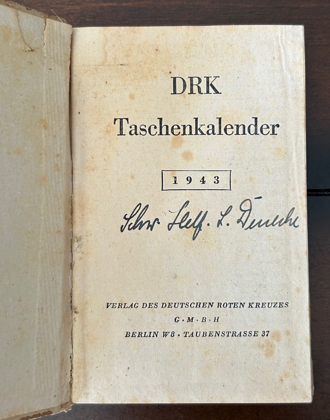 DRK pocket calendar 1943 - filled-in by nurse