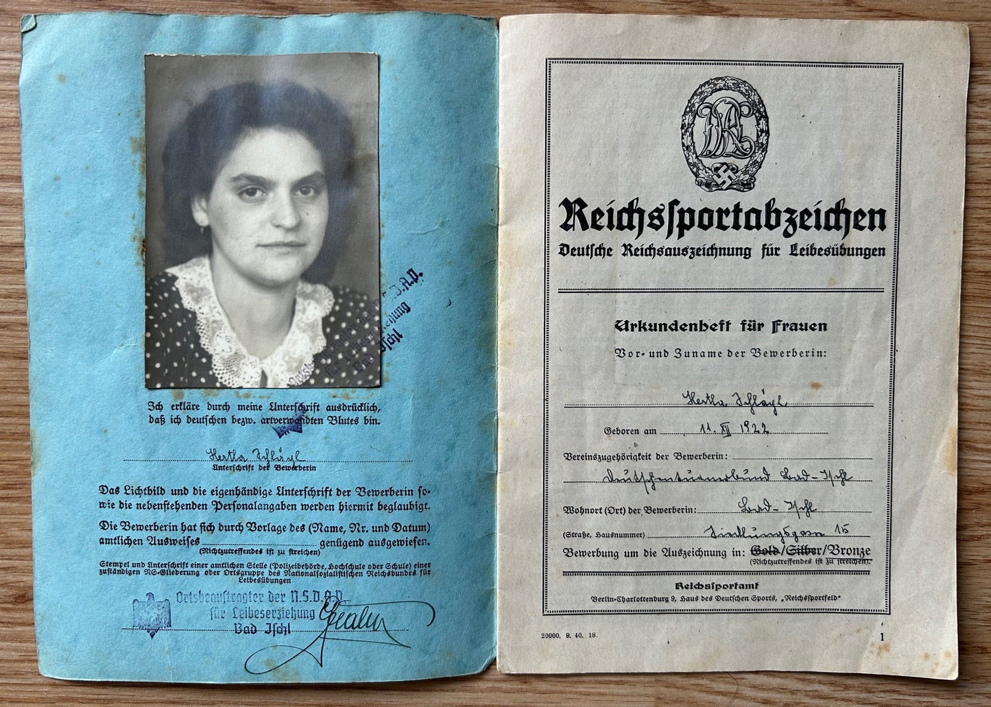 DRL award booklets - Austrian woman 1942