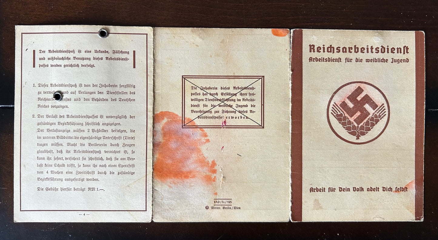 RAD Arbeitsdienstpass - Klagenfurt 1940