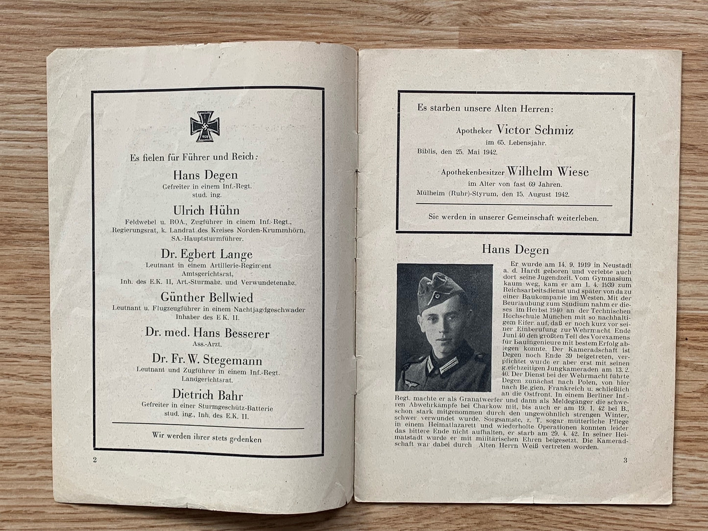 NSDAP Student alumni association booklet - 1942 veterans stories