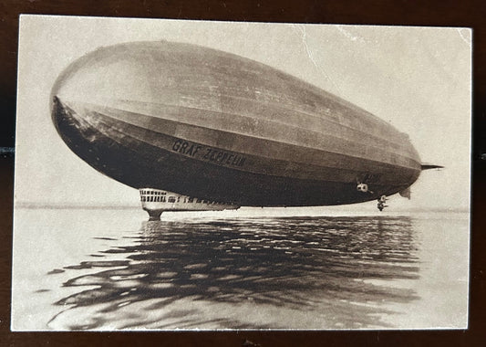 Graf Zeppelin airship photo postcard - hydro landing