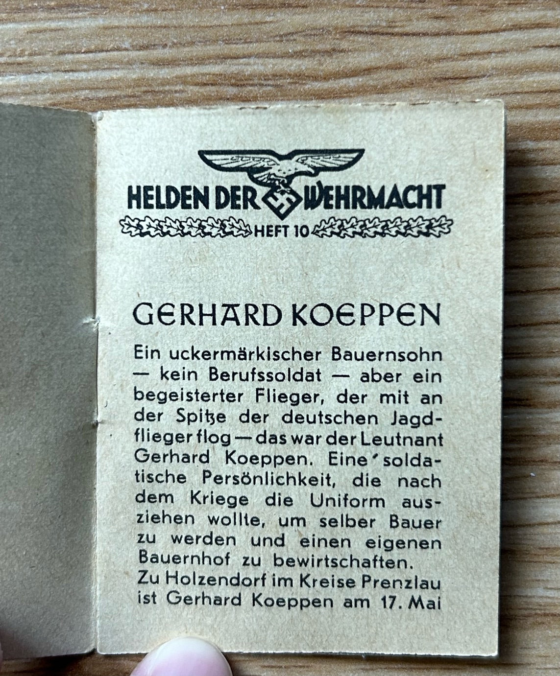 WHW donation booklet - Luftwaffe ace Gerhard Koeppen