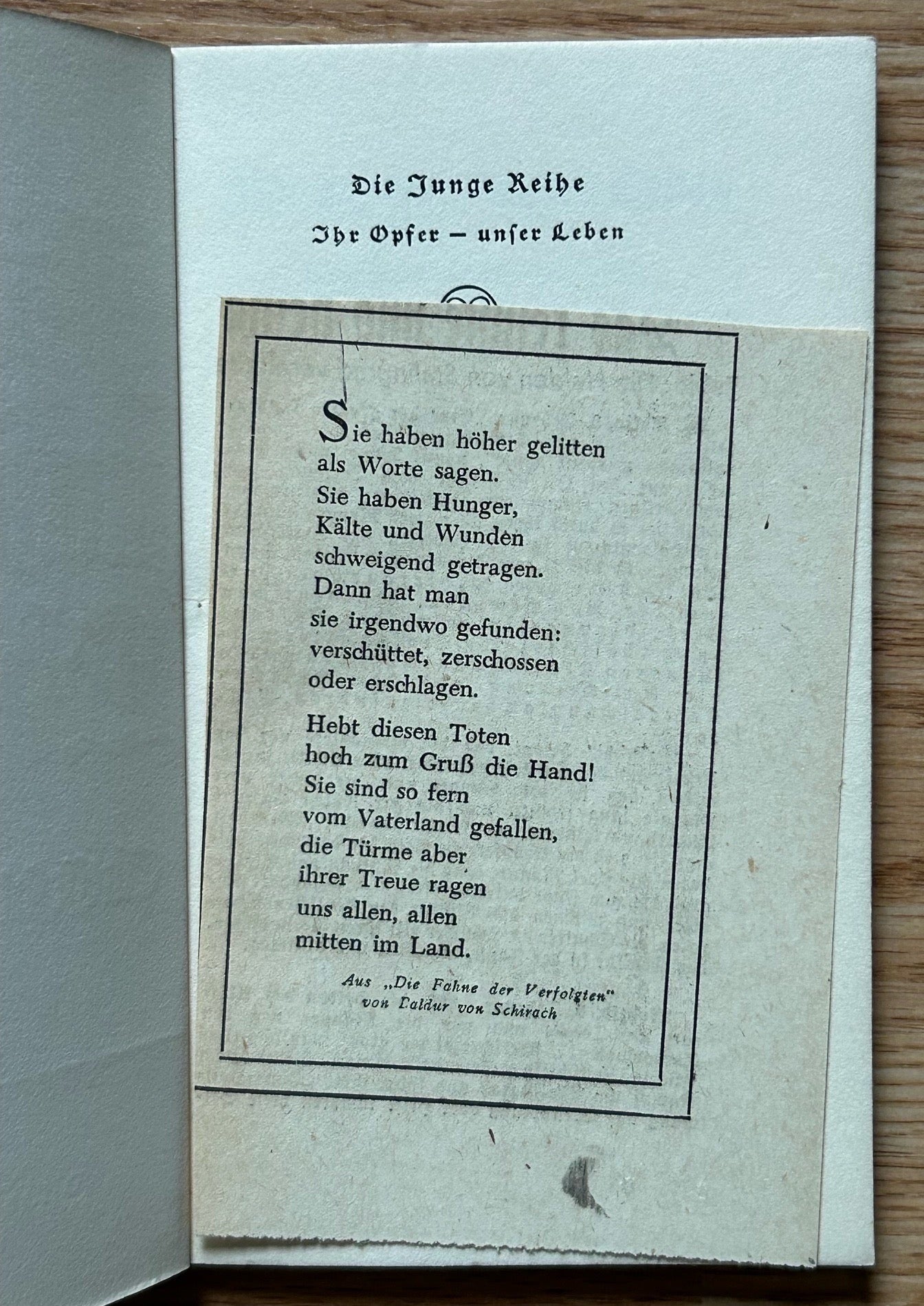 Ihr Opfer unser leben - book of speeches and songs