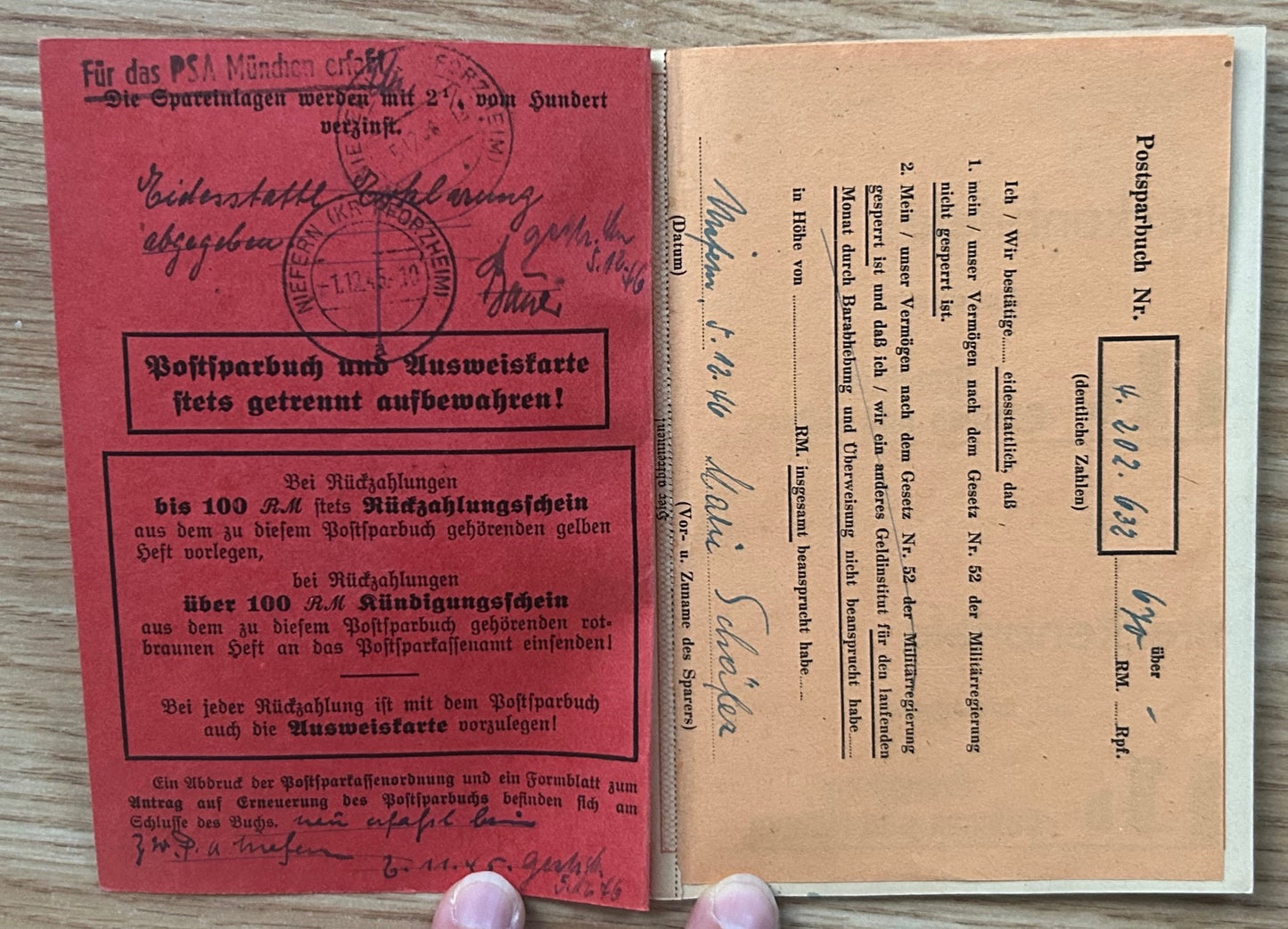 WW2 Postal savings booklet and docs grouping