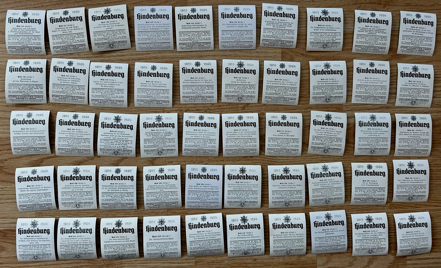 181 Cigarette cards - Hindenburg Sturm Zigaretten series