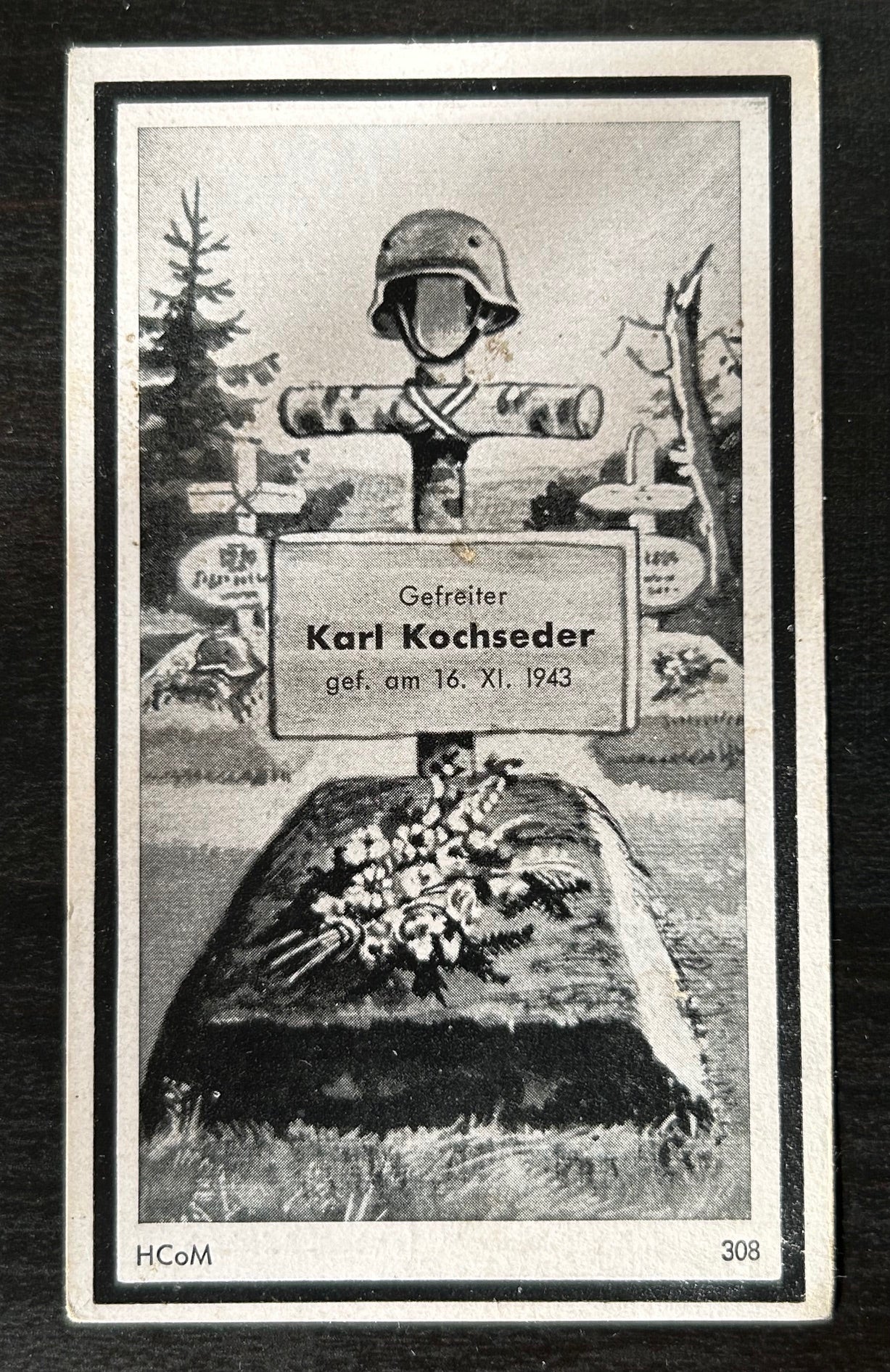 WW2 Death Card - Infantry soldier, KIA Nov 43