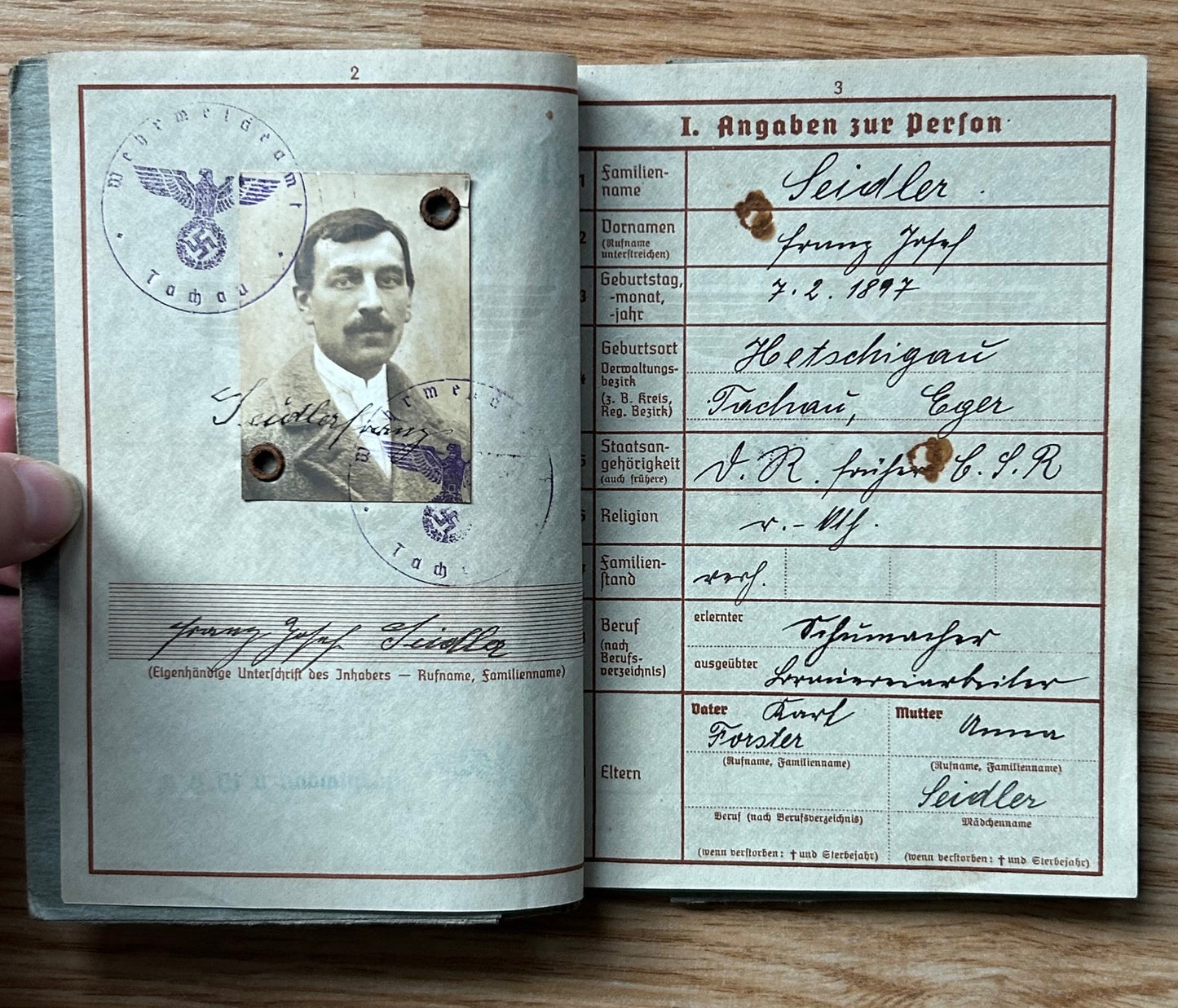Wehrpass - Sudetenland NCO 1940 / WW1 veteran