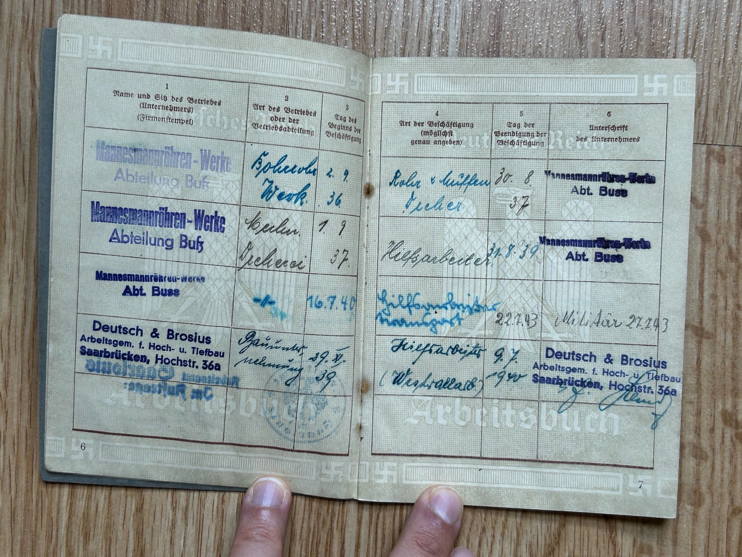 Arbeitsbuch - Westwall builder 1940, Saarland