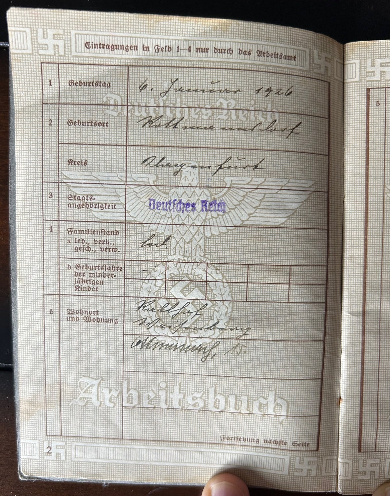 Arbeitsbuch and RAD group - Austrian Hitler Youth teen employee
