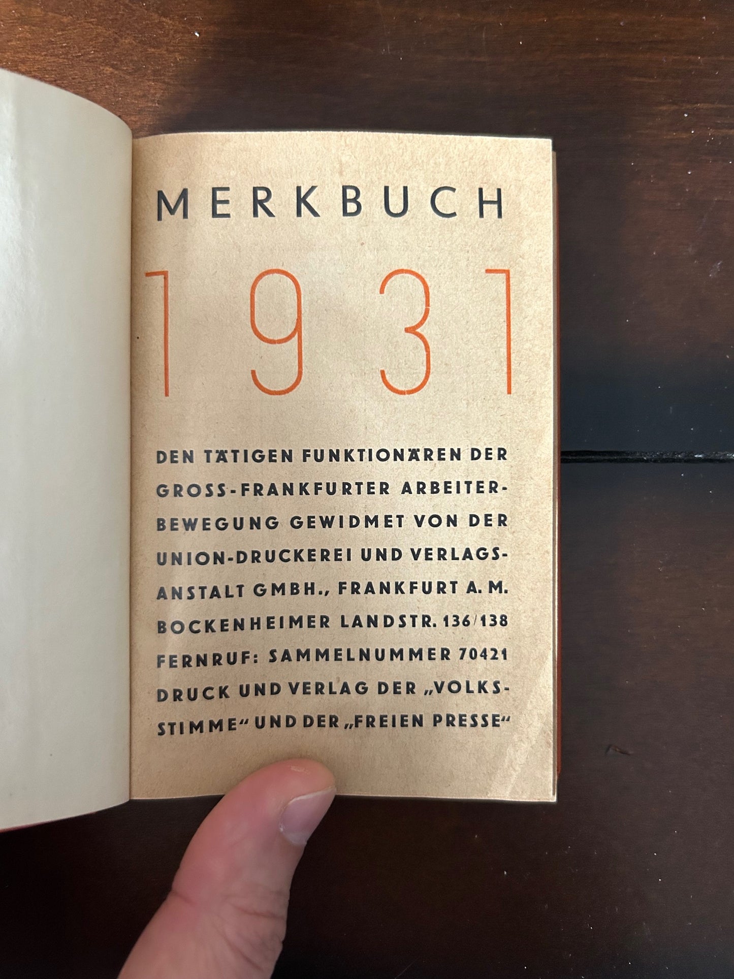 1931 pocket calendar - SPD party / organization