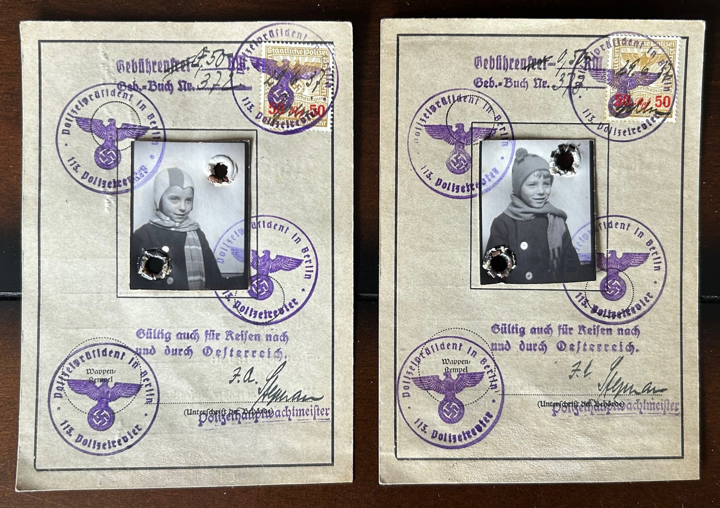 Pair of Kinderausweis - 1937 child ID’s, Berlin siblings