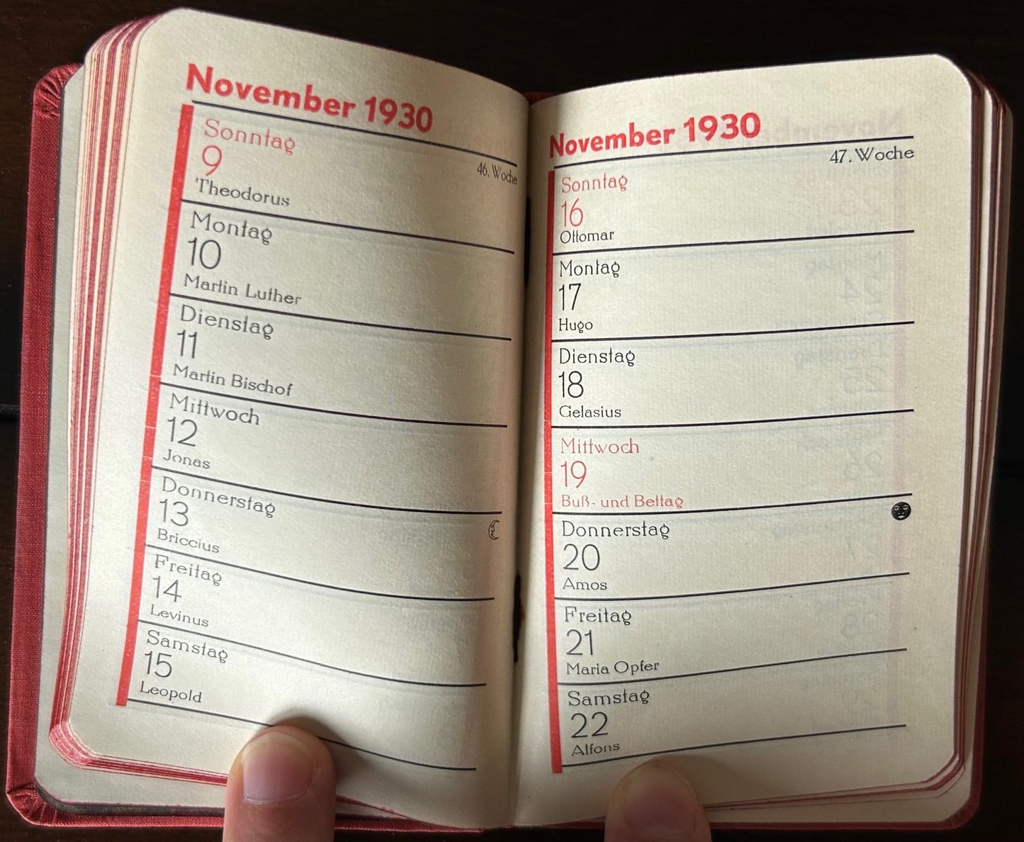 1930 pocket almanac / calendar - Baden region