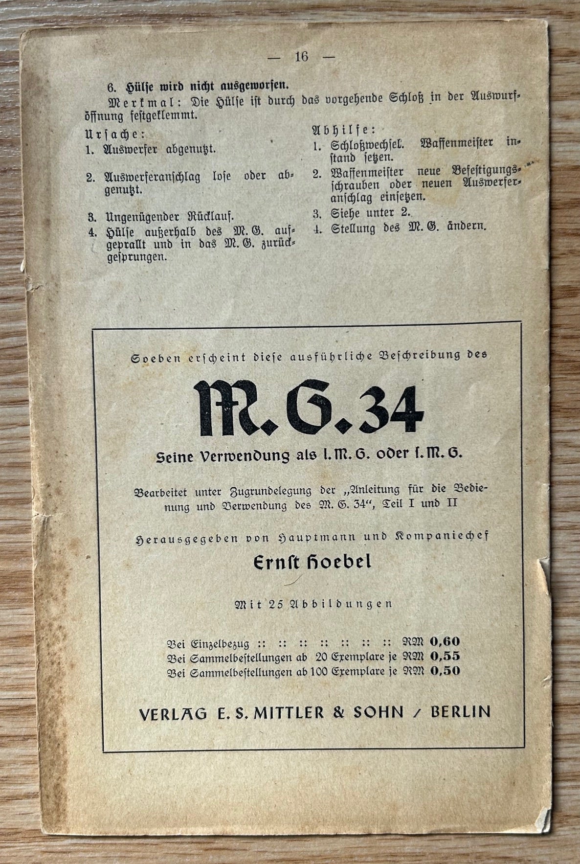 MG34 machine gun instructions pamphlet