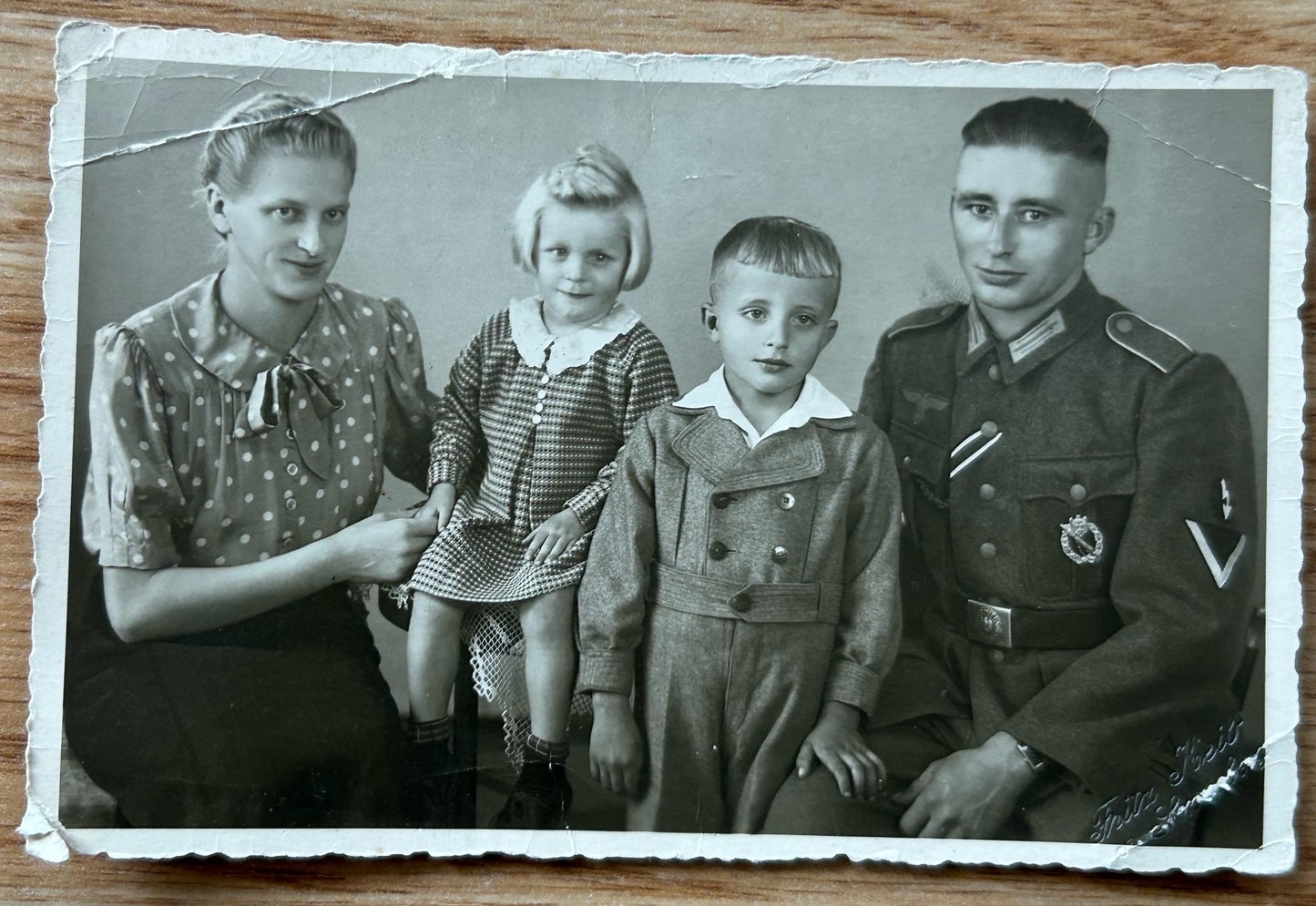 Photo postcard - signals soldier, infantry assault badge
