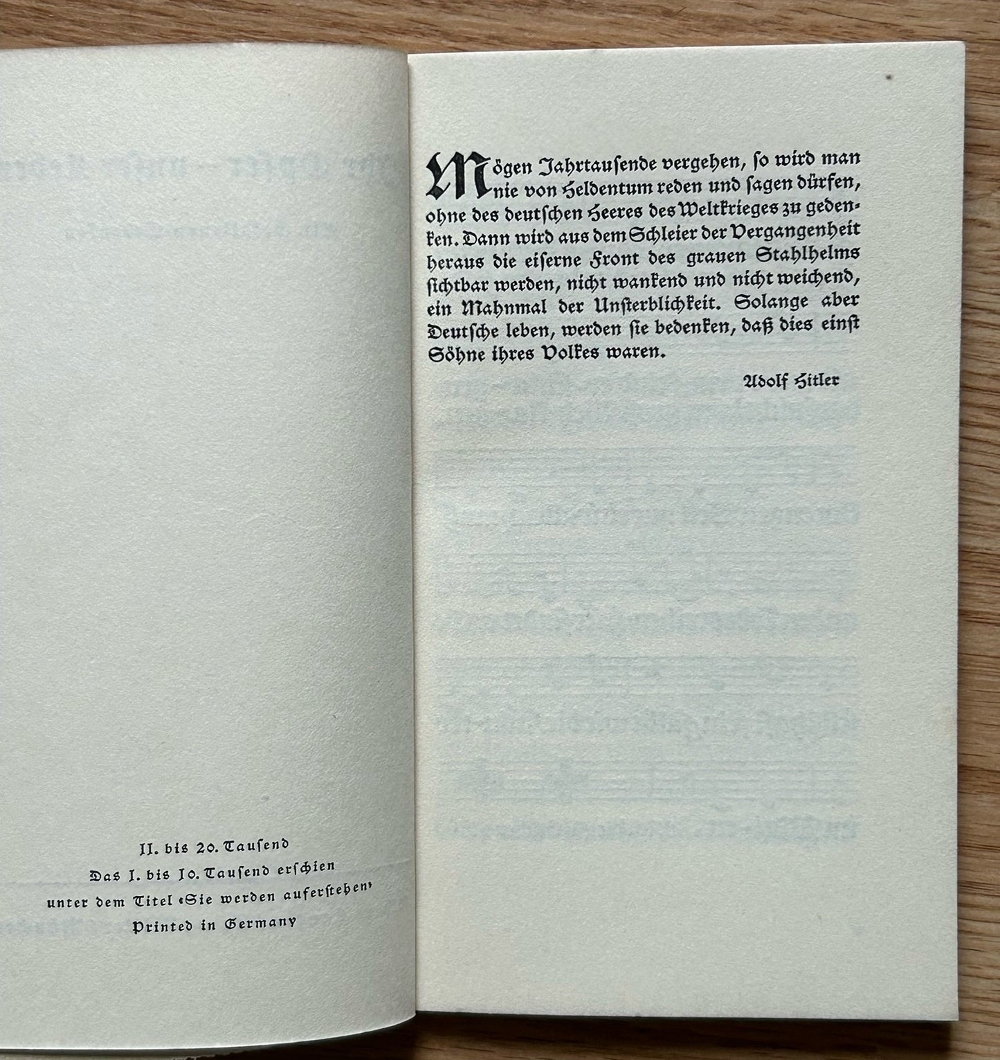 Ihr Opfer unser leben - book of speeches and songs