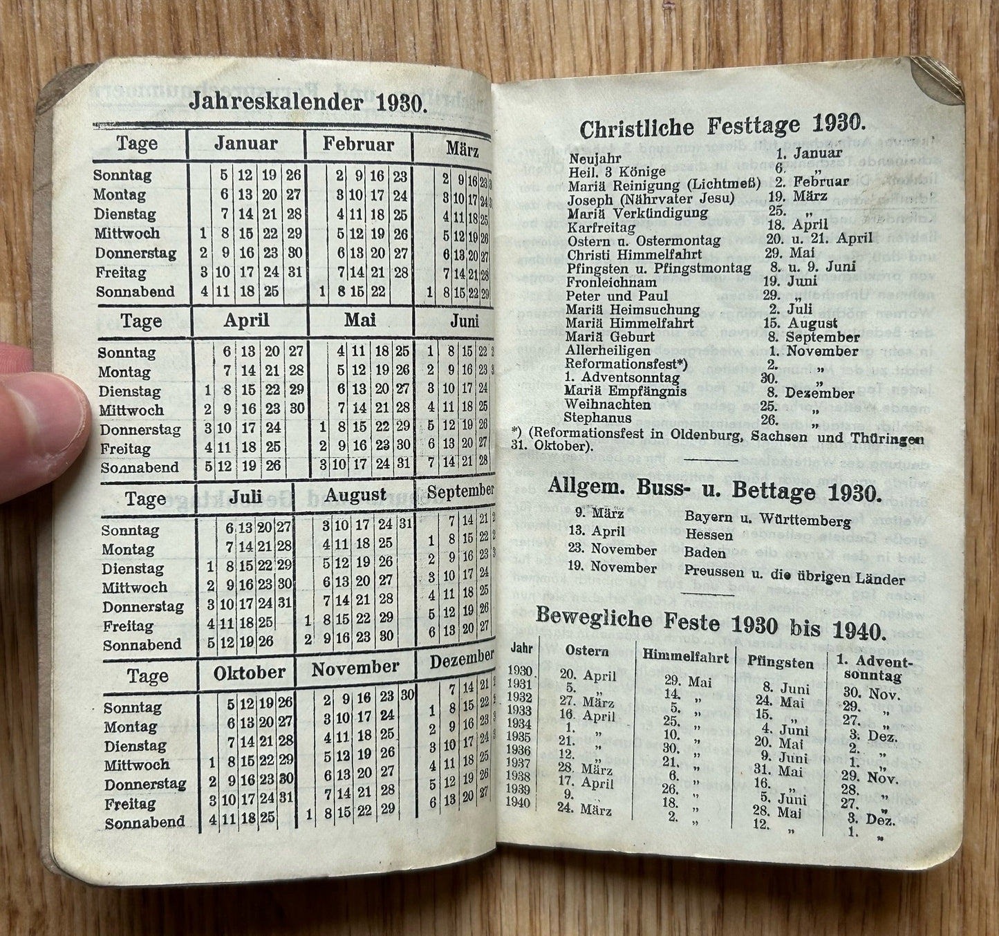 1930 German pocket calendar / notebook