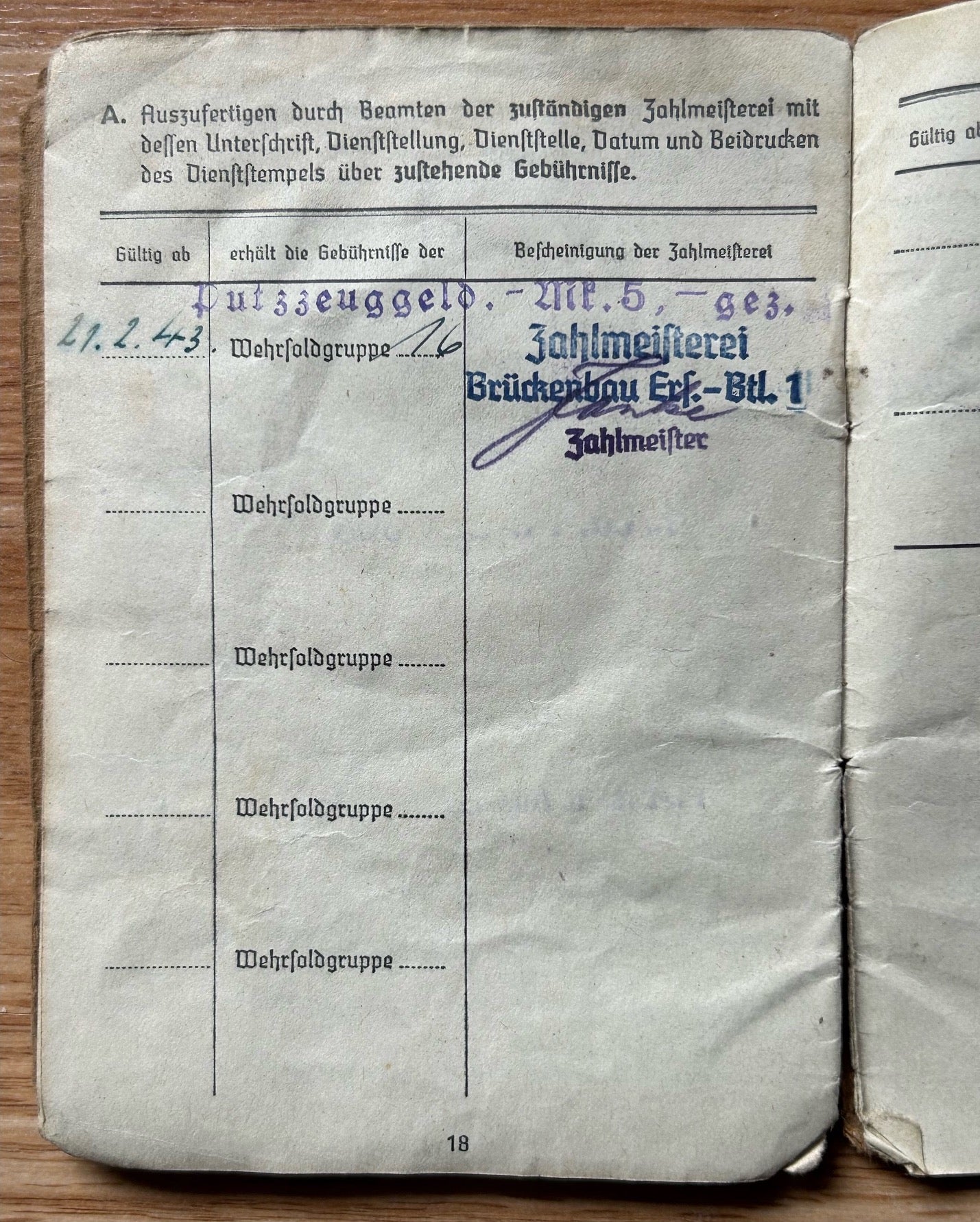 Soldbuch - Pionier, bridge battalions