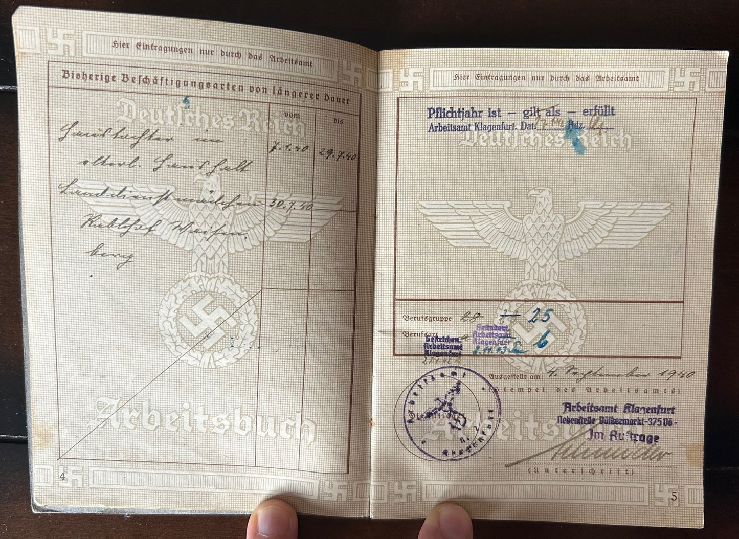 Arbeitsbuch and RAD group - Austrian Hitler Youth teen employee