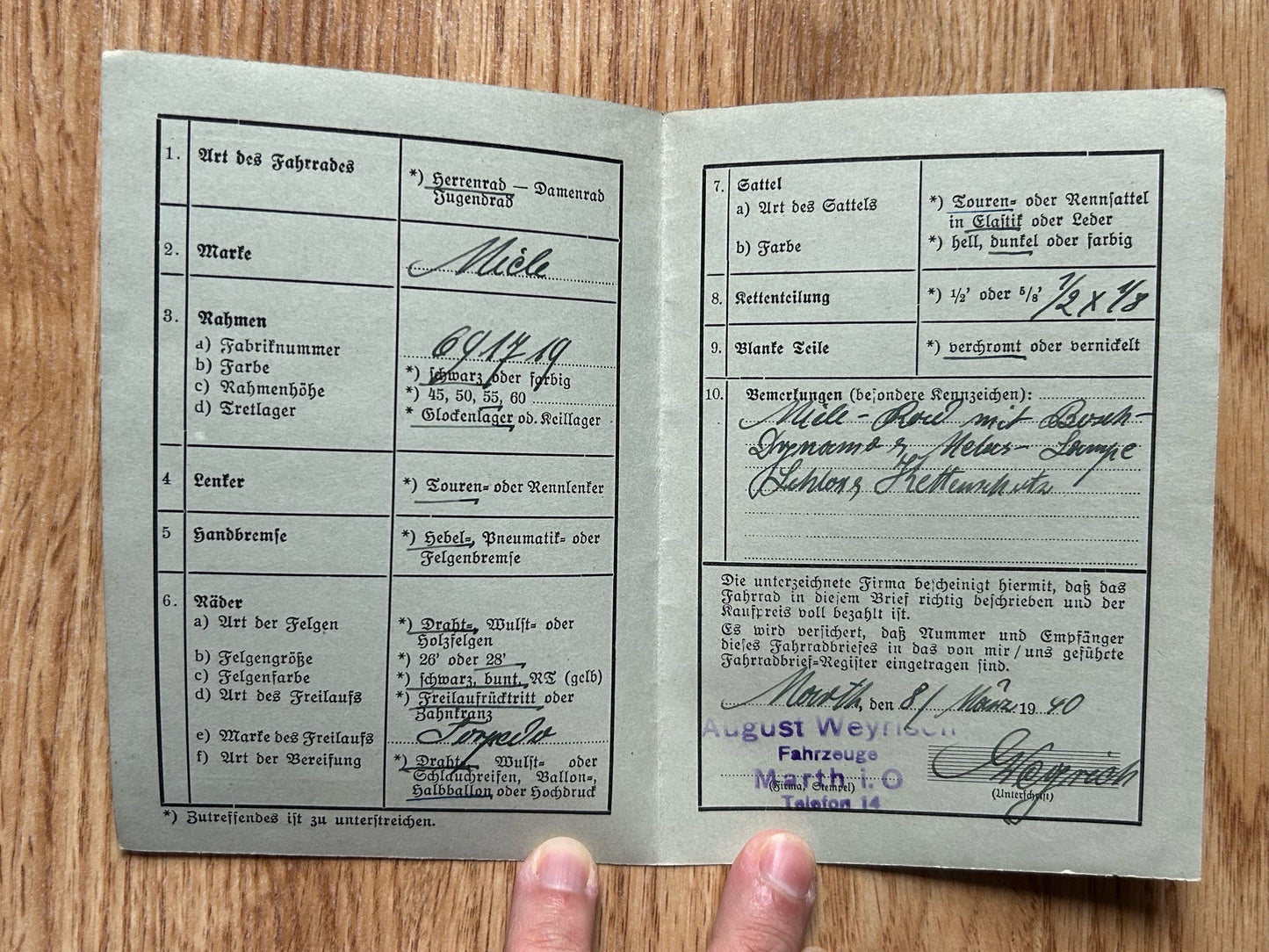 German Bicycle license - 1940
