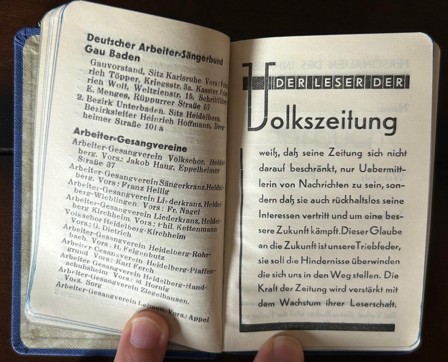 1931 pocket calendar - German socialist Volkszeitung