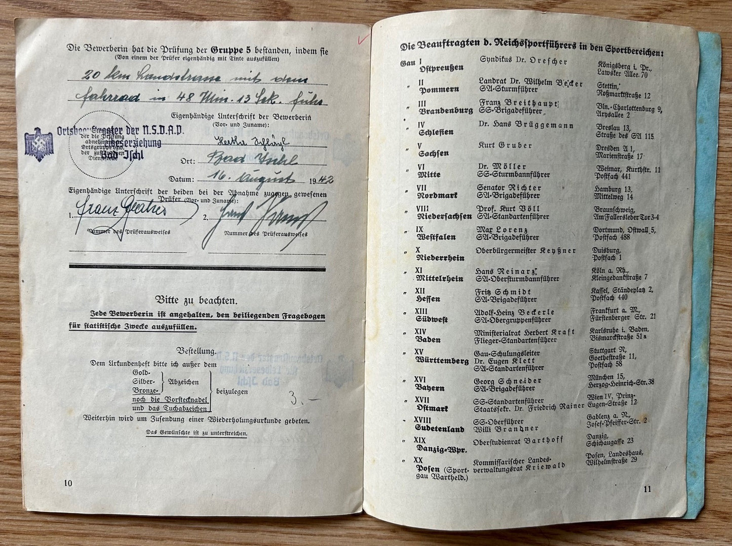 DRL award booklets - Austrian woman 1942