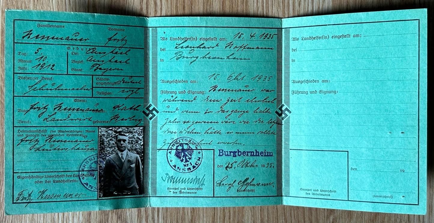 Landhelfer Brief - Land service ID card with condolence letter