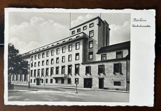 Reichschancellery photo postcard - 1936 Olympic games stamp
