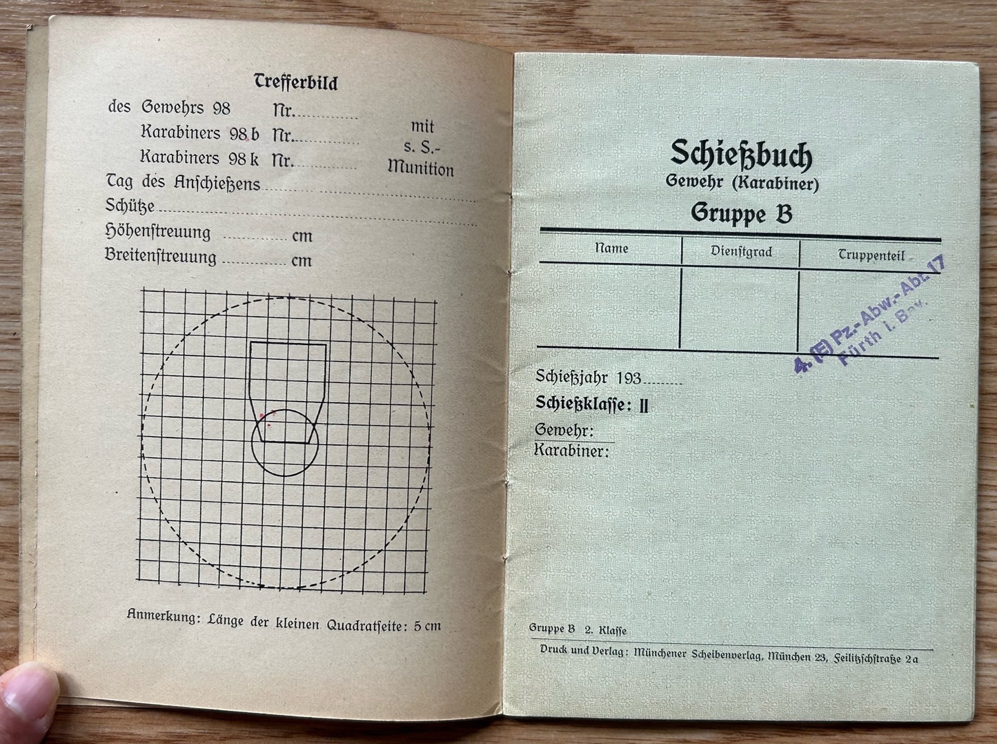 Schiessbuch / Target practice booklet - Panzerjager unit