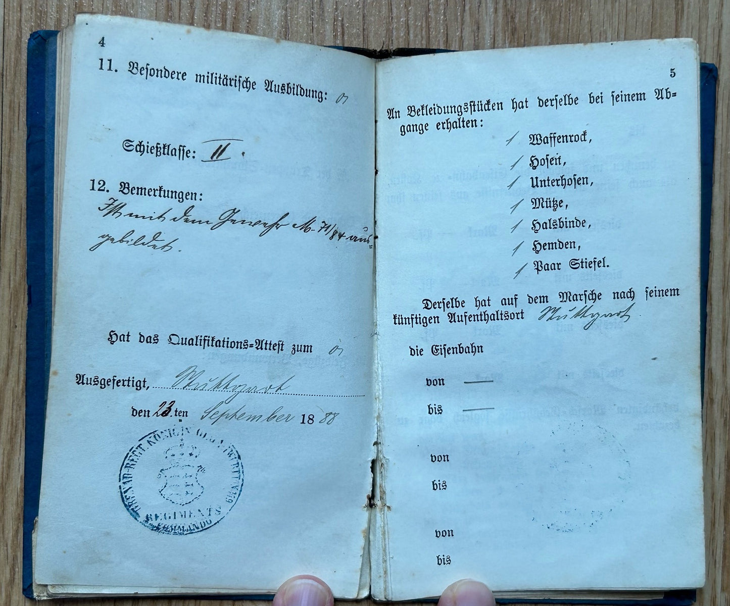 Pre WW1 German Militärpass - Kingdom of Württemberg
