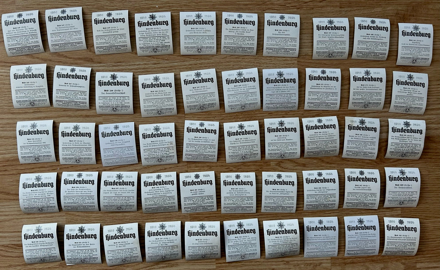 181 Cigarette cards - Hindenburg Sturm Zigaretten series