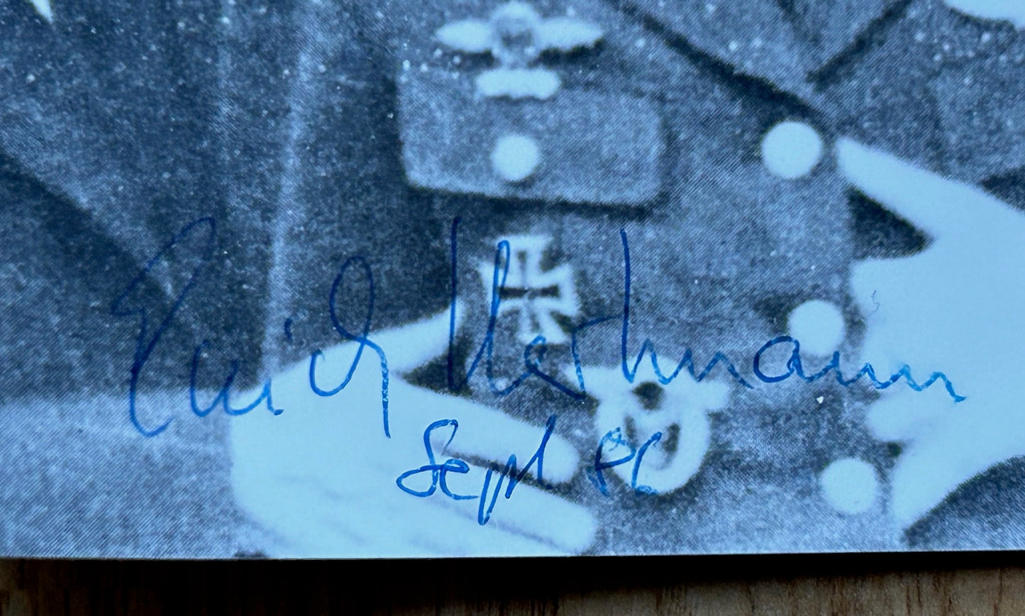 Post-WW2 autographed photo - Erich Hartmann Luftwaffe ace