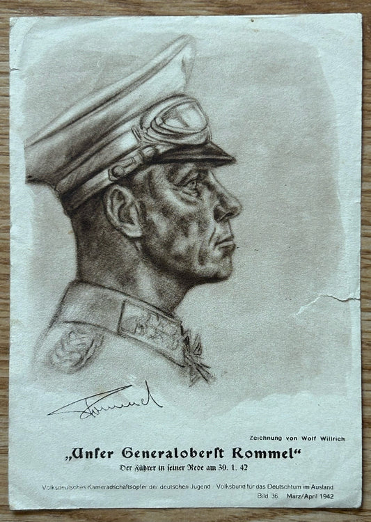 Small artwork print of Col. General Erwin Rommel